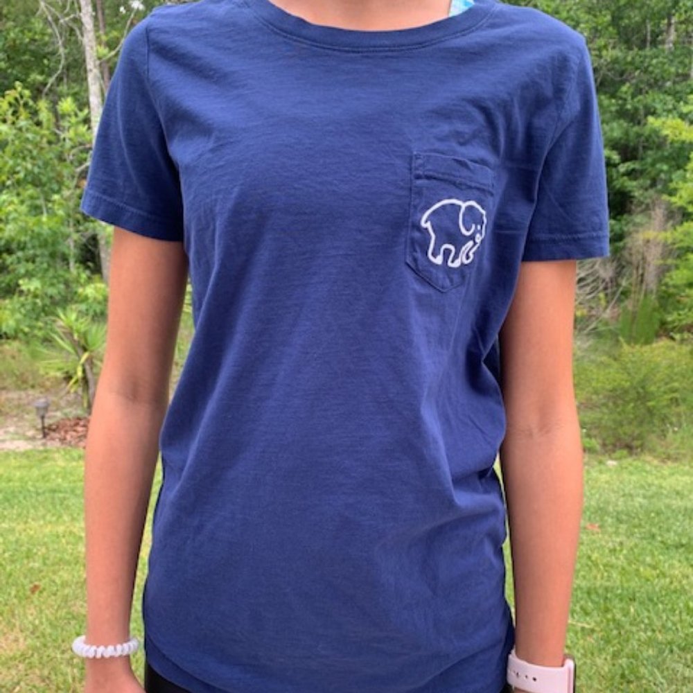 Navy Blue Paisley Ivory Ella T-Shirt